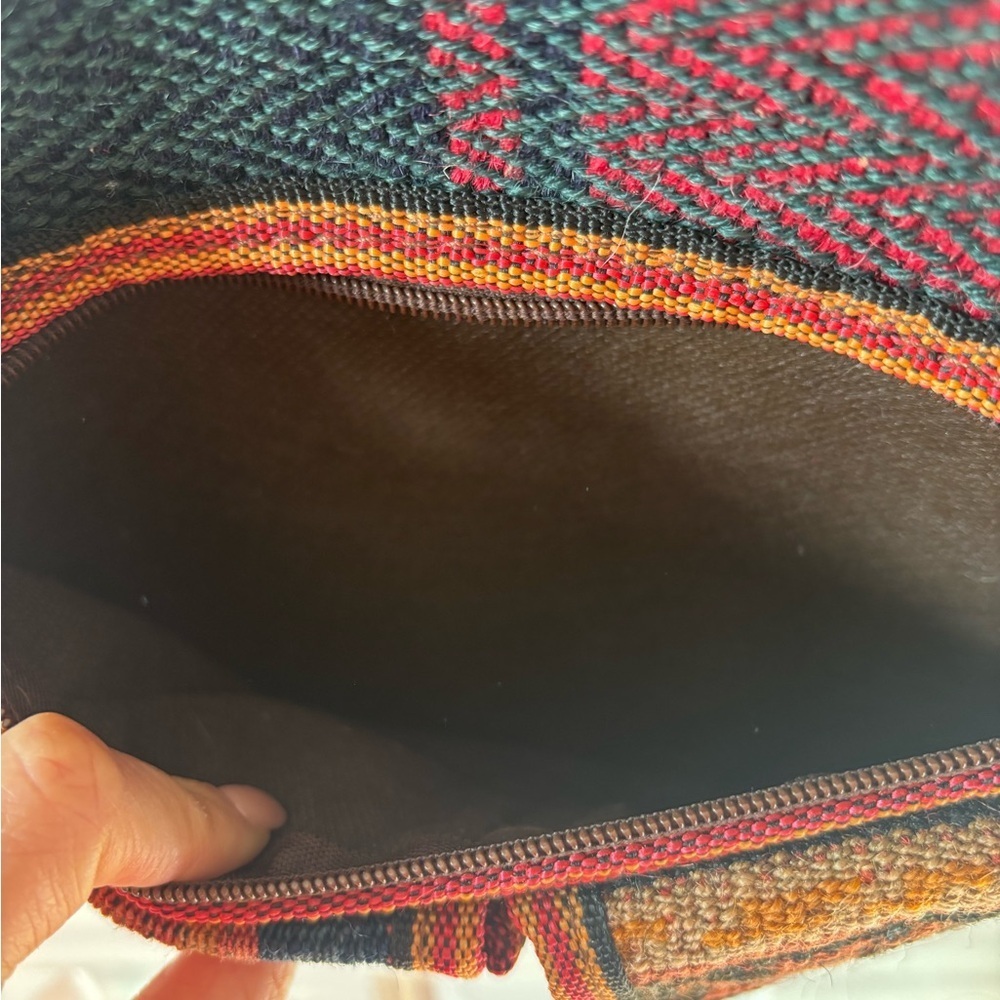 Boho Round Crossbody Bag in Red and Black - Picture 11 of 12